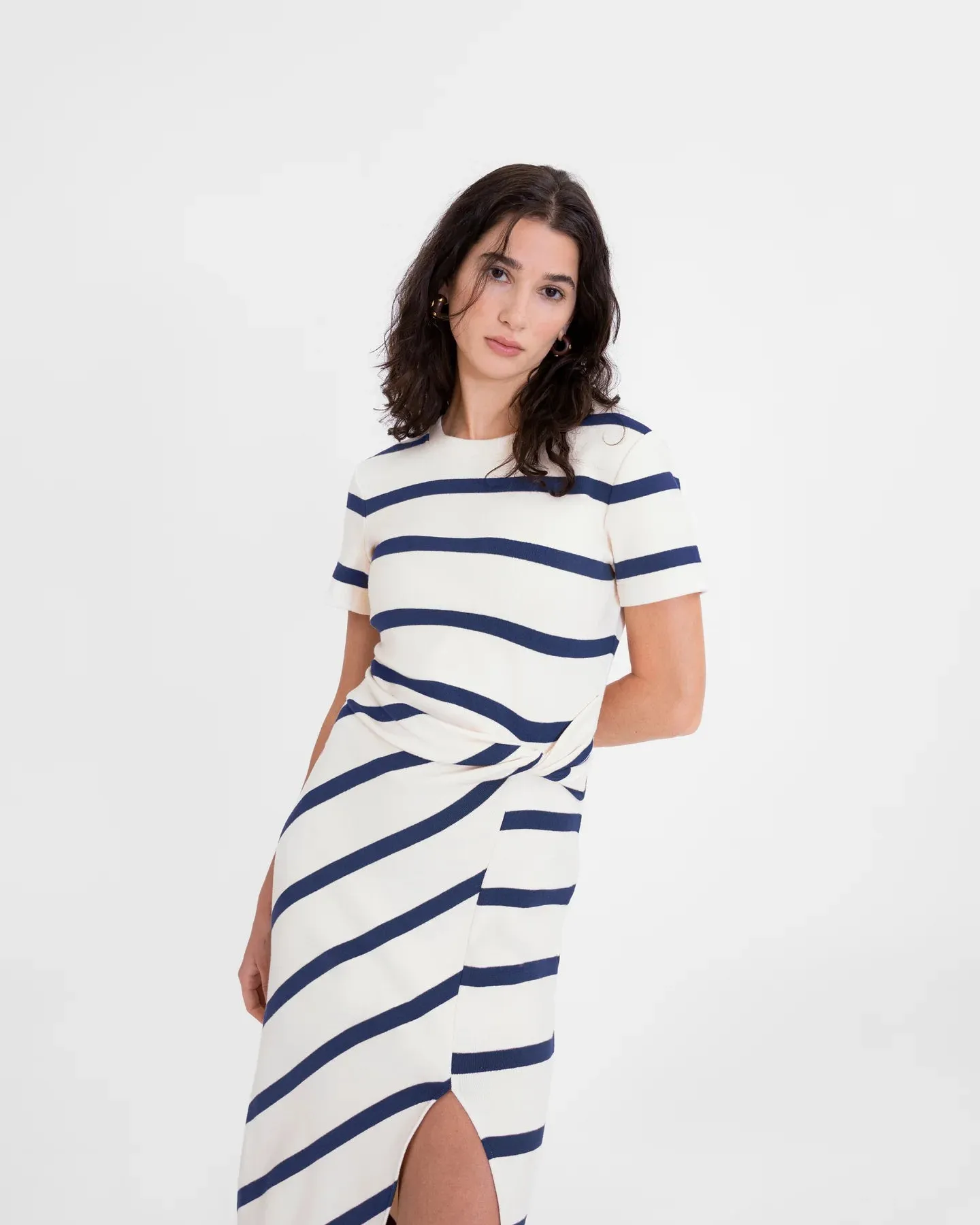 TANYA TAYLOR SHORT SLEEVE STRIPED CODY DRESS