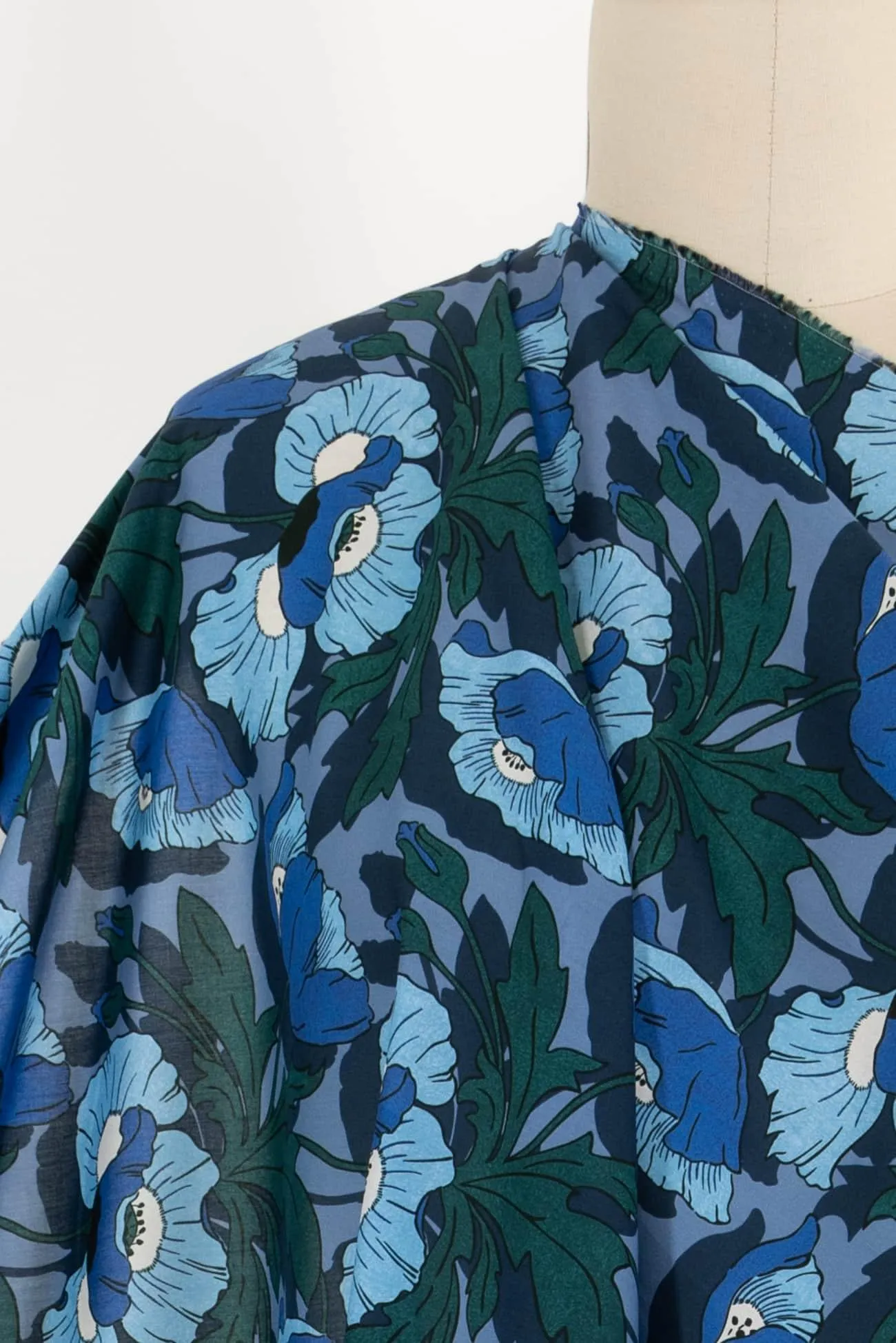 Tibetan Blue Poppies Liberty Cotton Woven