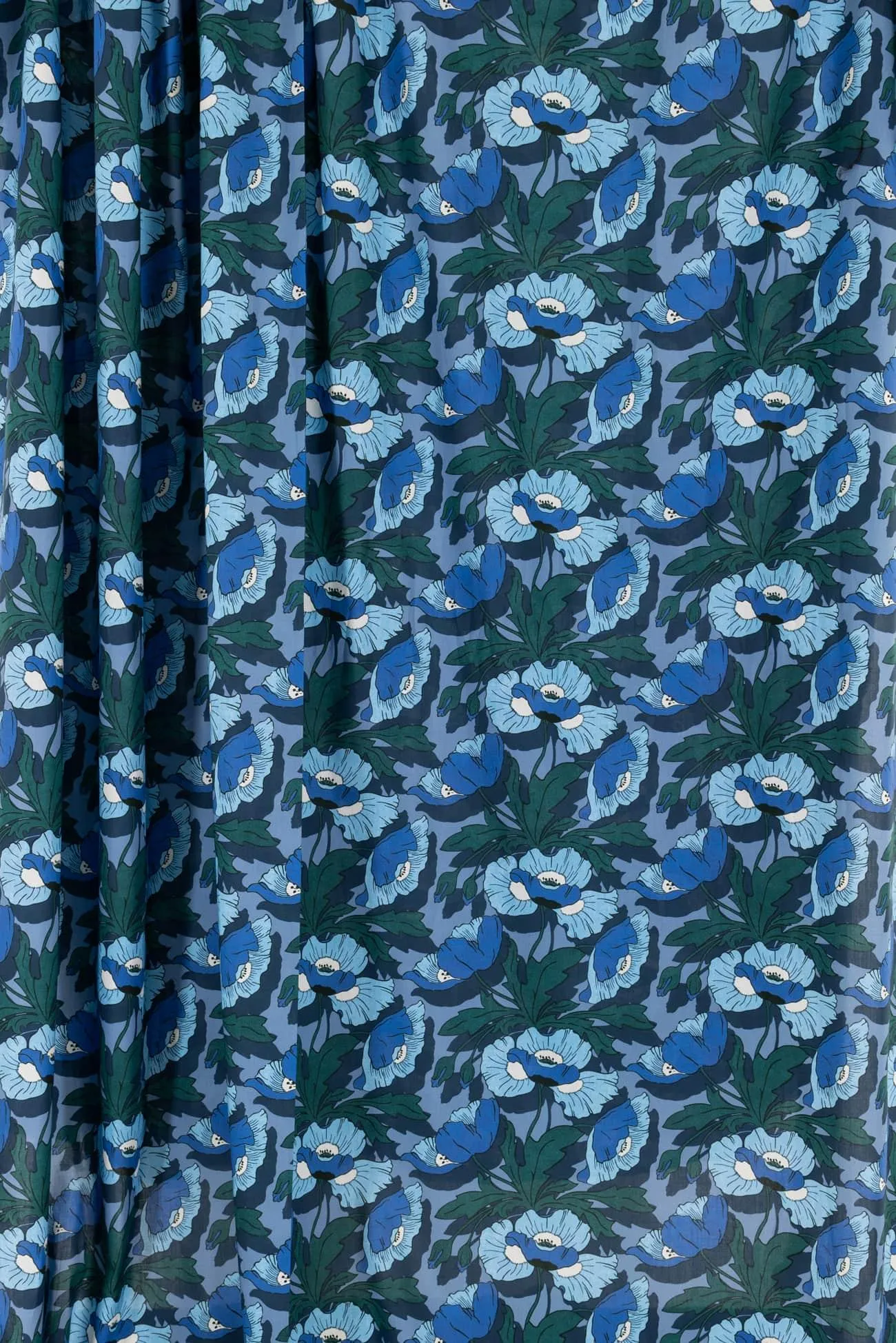 Tibetan Blue Poppies Liberty Cotton Woven