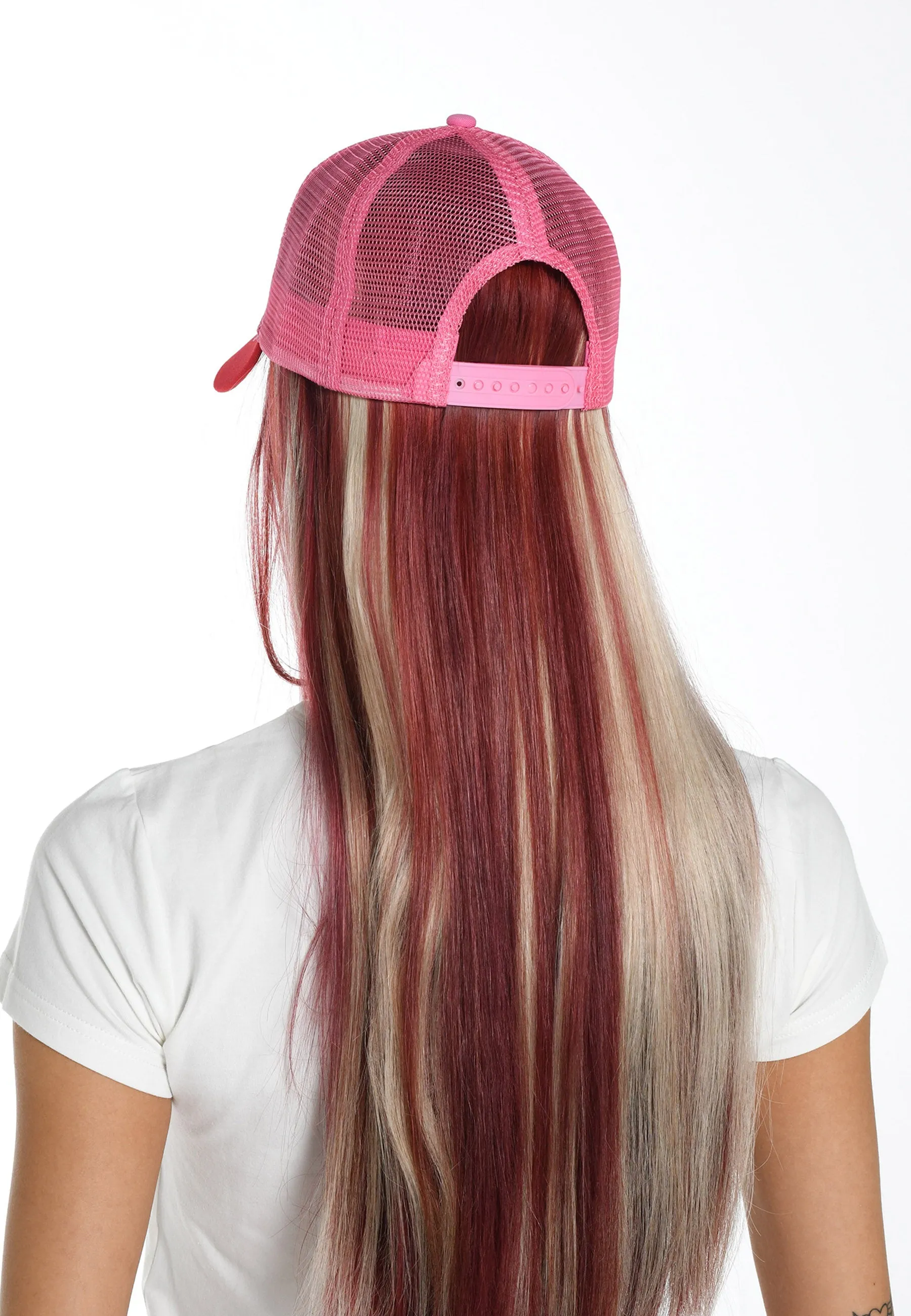Unisex Skull-Blossom Twill Front Mesh Trucker Cap - White