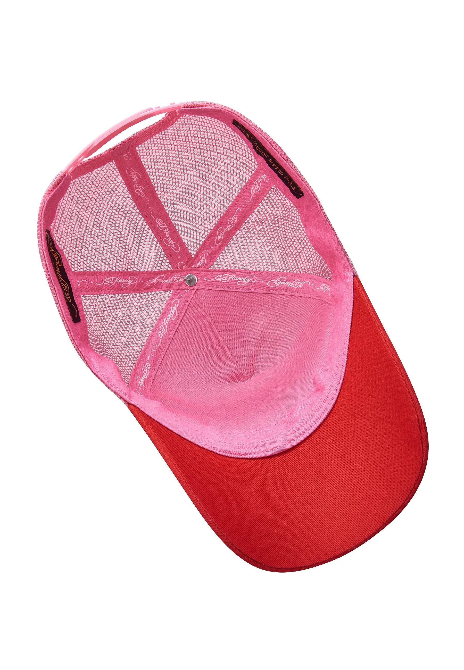 Unisex Skull-Blossom Twill Front Mesh Trucker Cap - White