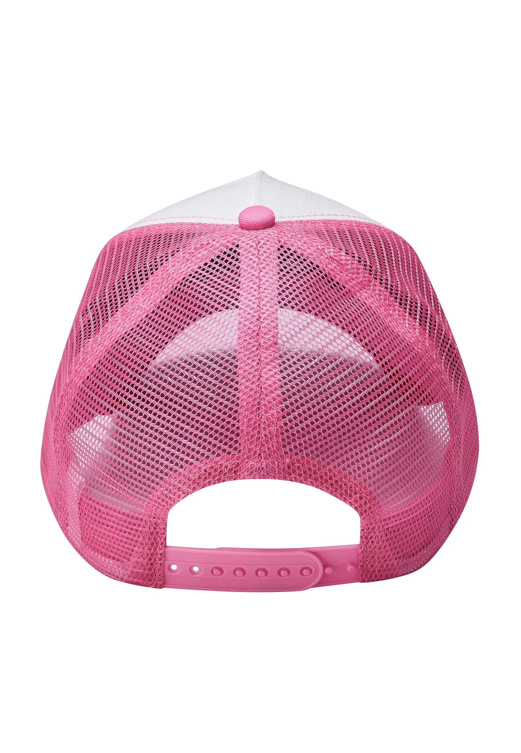 Unisex Skull-Blossom Twill Front Mesh Trucker Cap - White