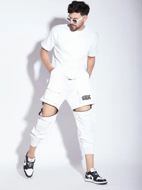 White Ninja Detachable Jogger Shorts