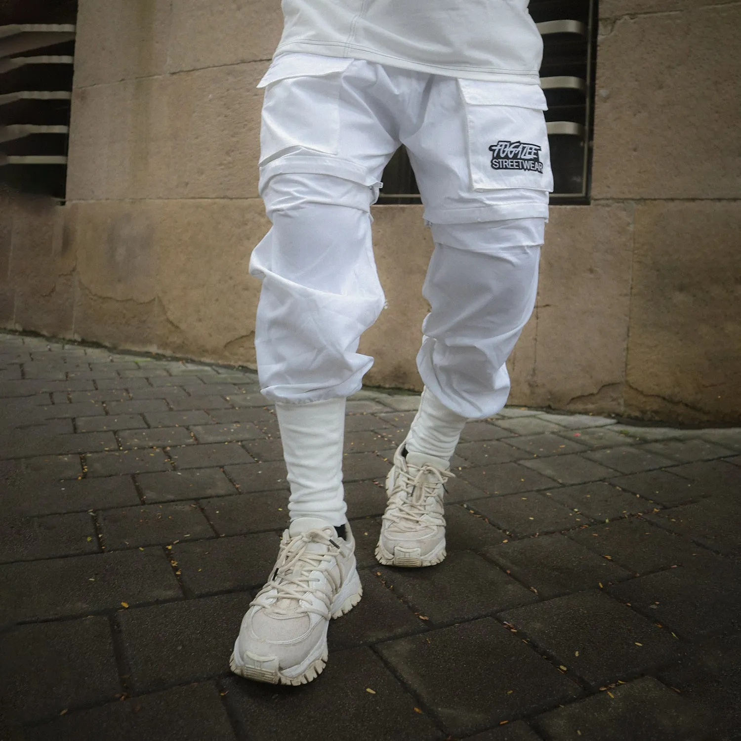 White Ninja Detachable Jogger Shorts