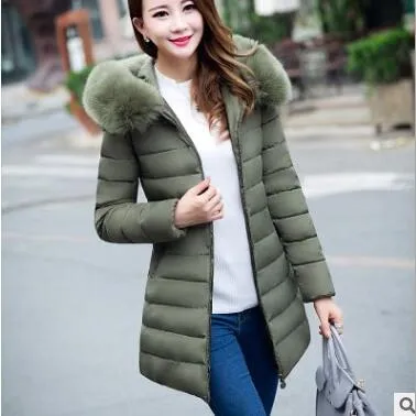 Women's Winter Plus Size Long Down Jacket Hat Female Winter Coat Women's Jackets Vintage White Duck Down Long Sleeve Coat