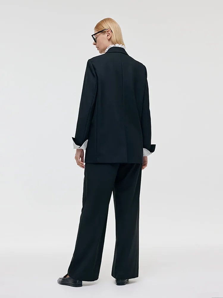 Worsted Wool Double-Breasted Women Blazer