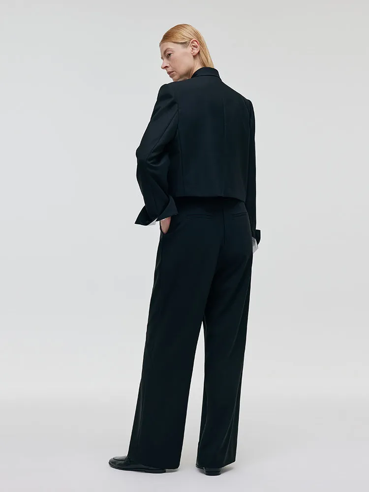 Worsted Wool New Chinese-Style Women Crop Jacket