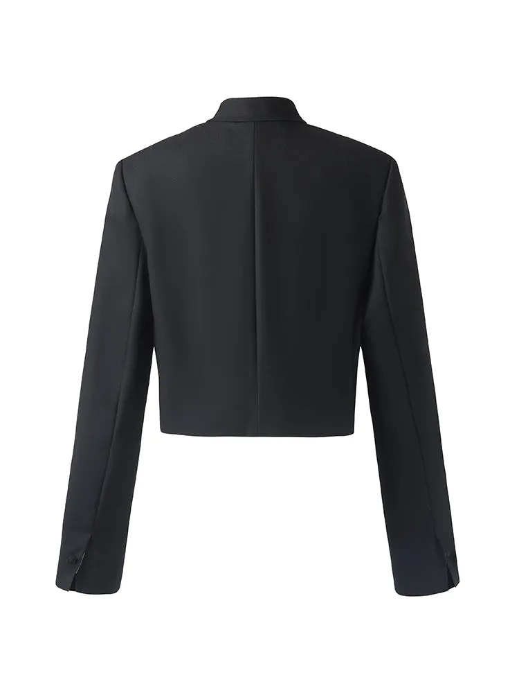 Worsted Wool New Chinese-Style Women Crop Jacket