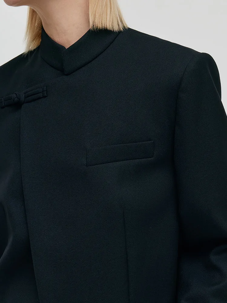 Worsted Wool New Chinese-Style Women Crop Jacket