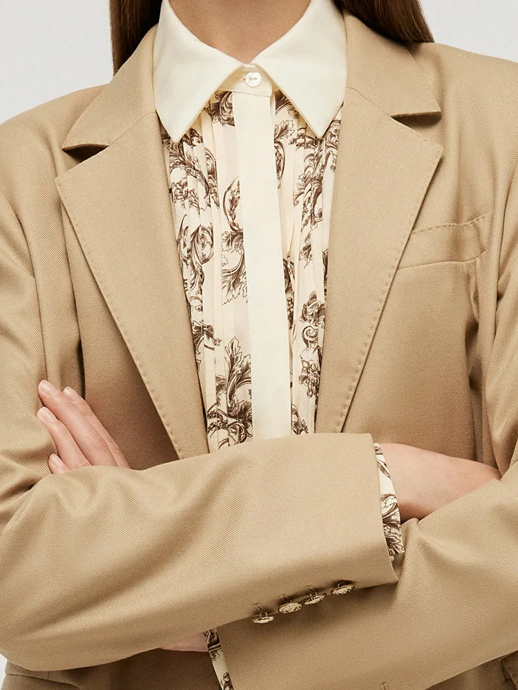 Worsted Woolen Straight Women Blazer