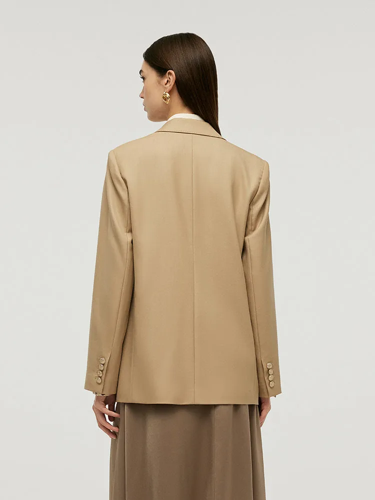 Worsted Woolen Straight Women Blazer
