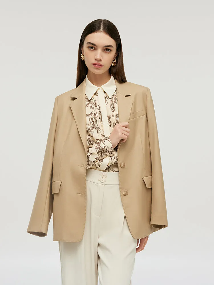 Worsted Woolen Straight Women Blazer